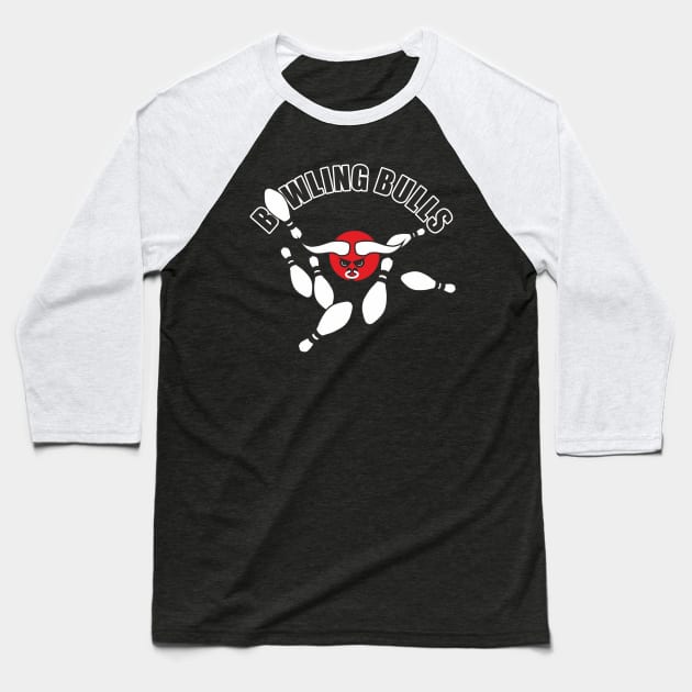 BOWLING BULLS (white) Baseball T-Shirt by aceofspace